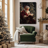 Vintage Santa Claus Reading Canvas Wall Art