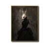 Elegant Victorian Bunny Lady Gothic Canvas Print Dark Moody Wall Art Halloween Gothic Bedroom Decor