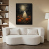 Vintage Ghost Pumpkin Field Full Moon Halloween Framed Wall Art Print