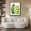 Funny Surprised Pickle Cucumber Watercolor Framed Wall Art Print