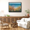 Cliff Wildflower Ocean Landscape Wall Print, Thick Texture Coastal Seascape Canvas for Living Room Bedroom Decor