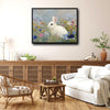 White Bunny Wildflower Meadow Canvas Wall Art