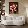 Humorous Christmas Framed Canvas Art | Funny Santa on Toilet Bathroom Wall Decor, Retro Holiday Xmas Wall Hanging Gift