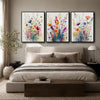 Set of 3 Colorful Watercolor Wildflower Framed Wall Art Botanical Floral Prints