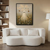 Vintage Ghost Wildflower Meadow Butterfly Halloween Framed Wall Art Print