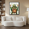 Framed St. Patrick’s Day Leprechaun Wall Art, Green Lucky Clover Canvas Print, Irish Holiday Home Decoration