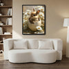 Baby Bunny in Cracked Eggshell White Daisies Canvas Wall Art