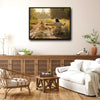 Inspirational Jesus Lost Sheep Wall Print, Christ Kneeling With Open Arms Country Road Christian Home Canvas Decor