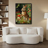 Vintage Brown Bunny Red Tulip Wildflower Garden Canvas Wall Art