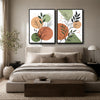 Set of 2 Sage Terracotta Line Leaf Boho Botanical Canvas Wall Art