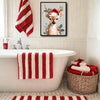 Cute Christmas Deer Santa Hat Framed Wall Art Watercolor Farmhouse Holiday Print