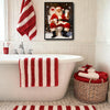 Funny Santa On Toilet Snow Scene Framed Wall Art Christmas Bathroom Decoration