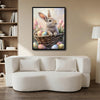 Easter Bunny in Basket with Easter Eggs and Pink Tulips Canvas Wall Art