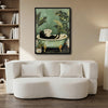 Black Cat Reading Newspaper Bathtub Canvas Wall Art
