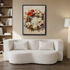 Vintage Red Carnation White Rose Flower Wreath Canvas Wall Art