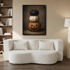 Vintage Stacked Pumpkin Jack‑O‑Lantern Halloween Framed Wall Art Print