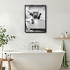 Black And White Highland Cow In Bubble Bathtub Canvas Wall Art Funny Farmhouse Bathroom Wall Decor