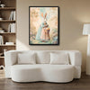 Pastel Dress Easter Bunny Holding Egg Basket Garden Canvas Wall Art