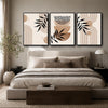Set of 3 Neutral Boho Abstract Geometric Palm Leaf Framed Wall Art Prints