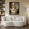 Easter Bunny Bathtub Holding Pink Egg Bathroom Canvas Wall Art