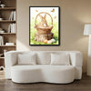 Watercolor Bunny Basket Easter Eggs Butterfly Tree Stump Canvas Wall Art