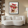 Cute Highland Cow With Heart Sunglasses Wall Art, Red Bow Lollipop Canvas Print, Fun Cow Lover Home Decor