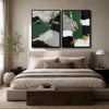 2 Piece Luxury Emerald Green Gold Leaf Abstract Landscape Canvas Prints Palette Knife Modern Glam Neutral Wall Ar