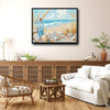Beach Seashell & Message Bottle Canvas Print, Coastal Horizontal Wall Art