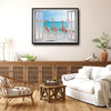 Tropical Flamingo Beach Faux Window View Wall Art