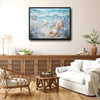 Starfish Seashell Beach Canvas, Nautical Blue Floral Seaside Wall Decor