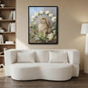 Vintage Lop Bunny White Rose Flower Wreath Canvas Wall Art