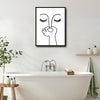 Abstract One Line Art Pinching Nose Face Canvas Wall Art Minimalist Funny Bathroom Wall Decor