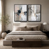 2 Piece Modern Muted Tone Urban Block Abstract Canvas Prints Thick Texture Contemporary Neutral Cityscape Wall Art