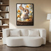 Brown Bunny Wicker Basket Daffodils Easter Eggs Canvas Wall Art