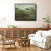 Monet Garden Landscape Framed Canvas Print, Classic Impressionism Colorful Flower Garden House Scenery Painting, Retro Farmhouse Bedroom Office Wall Art