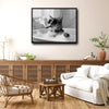 Modern Bathroom Wall Decor, Cool Tabby Cat Wearing Sunglasses Smoking Cigar In Bubble Bathtub, Black And White Photography Style Horizontal Canvas Art, Humorous Pet Artwork