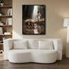 Jesus Coming For The Lost Lamb Framed Canvas Wall Art, Forest Sunbeam Biblical Religious Christian Faith Home Decor Print