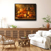 Rustic Fall Pumpkin Lantern Candle Canvas Wall Art