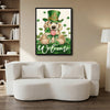St Patricks Day Golden Retriever Welcome Canvas Wall Art