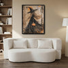 Gothic Blonde Witch Pumpkin Canvas Print, Vintage Autumn Witch Halloween Forest Wall Art