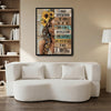 Inspirational I Am The Storm Canvas Print, Black Woman Sunflower Crown Motivational Quote Wall Art