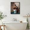 Sea Turtle Reading Book On Toilet Canvas Wall Art Funny Rustic Nautical Bathroom Wall Decor