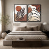 Set of 2 Terracotta Palm Leaf Boho Botanical Neutral Canvas Wall Art