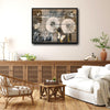 Neutral Dandelion Butterfly Wall Print, Just Breathe Motivational Saying Canvas for Bedroom Bathroom Decor