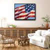 Textured Oil Painting American Flag Canvas Wall Art, Waving USA Flag Impasto Patriotic Farmhouse Canvas Print