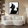 Funny Black Cat Holding Toilet Paper Roll Wall Art, Black and White Cat Bathroom Canvas Print, Quirky Pet Restroom Wall Decor