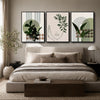 Set of 3 Sage Green Boho Abstract Face Leaf Geometric Framed Wall Art Prints