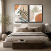 Set of 2 Terracotta Palm Leaf Boho Canvas Wall Art Neutral Organic Shape Decor