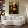 Quirky Mona Lisa Bathroom Parody Canvas Wall Art, Toilet Paper Crown Toilet Brush Funny Altered Art Poster