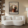 Vintage Bunny in Terracotta Pot Mixed Wildflowers Canvas Wall Art